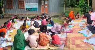 বাতিঘর আদর্শ পাঠাগারে শিশুদের চিত্রাঙ্কন প্রতিযোগিতা